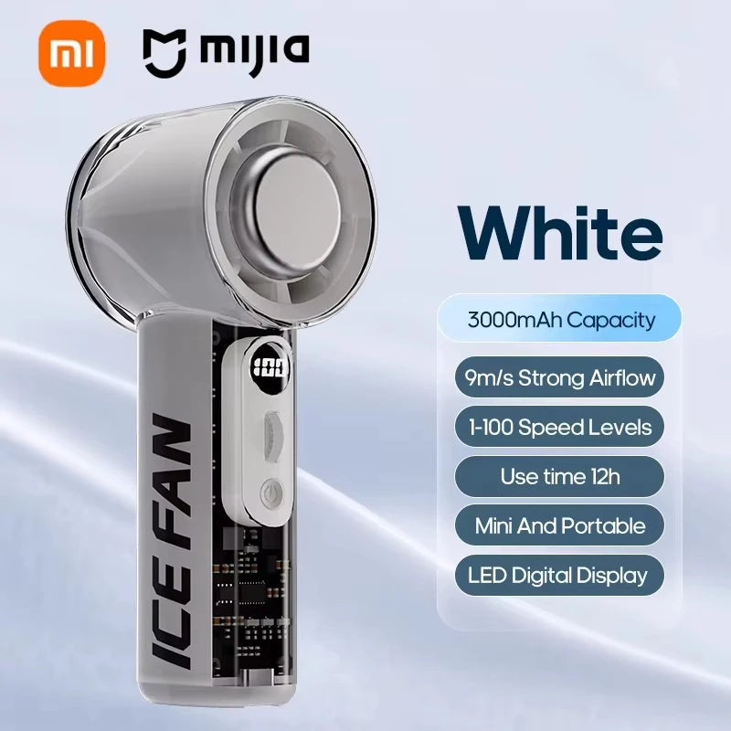 Xiaomi MIJIA Portable Refrigeration Small Air conditioner 100 Wind High-speed Mini Handheld Fan 3000mAh USB Outdoor Turbo Fan - Merit Sell