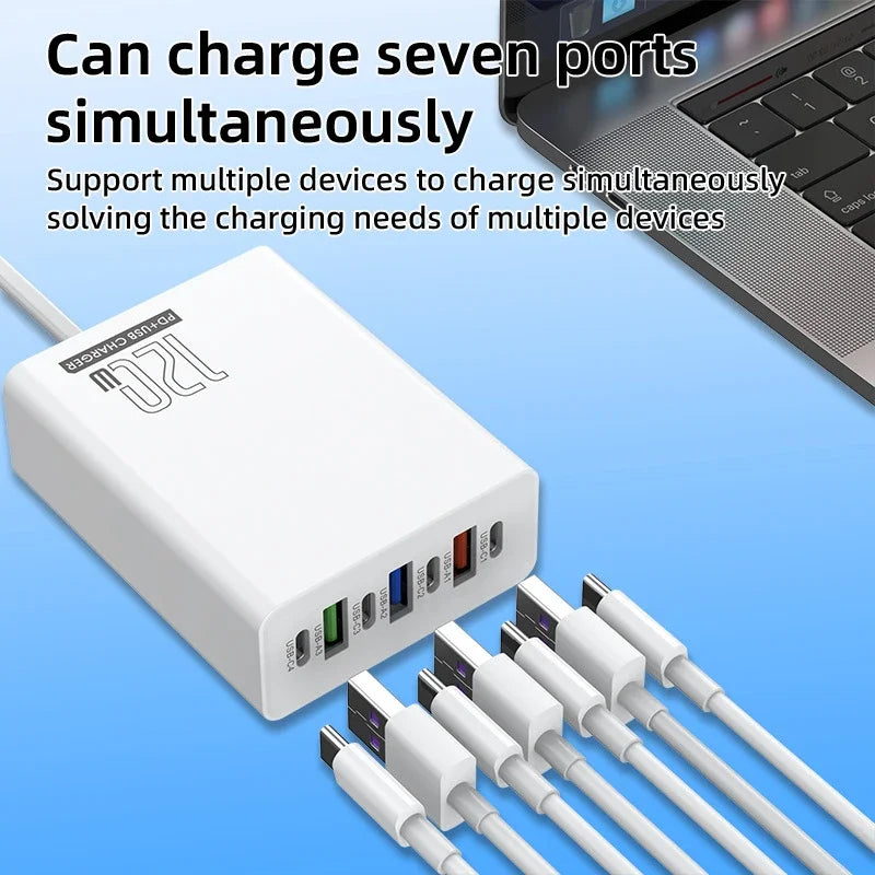 Xiaomi Phone Desktop Charger 120W Adapter Power Multiports USB Type-C Fast Charging EU/US/UK Plug For iPhone Xiaomi Huawei - Merit Sell
