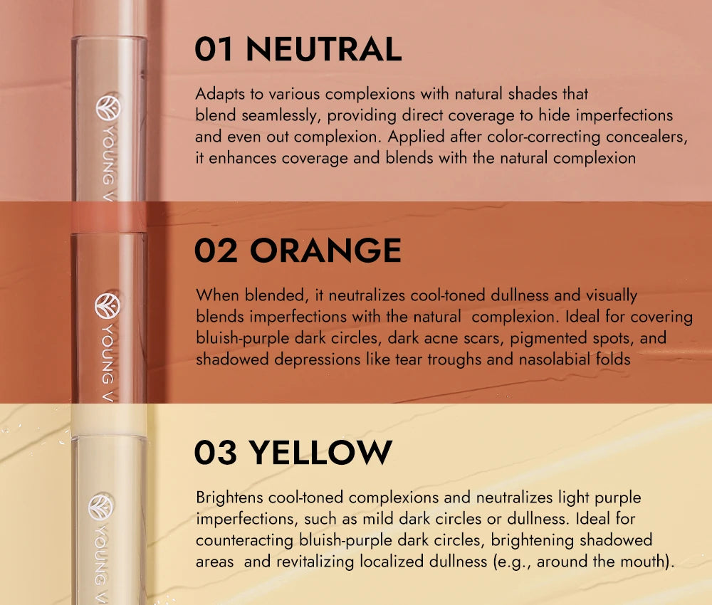 Yellow Orange Liquid Concealer Foundation Primer Base Facial Repair Dark Circles Corrector Skin Tone Purple Brighten Concealer - Merit Sell