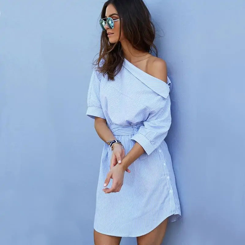 Blue Striped Dress - Chic & Effortless Style