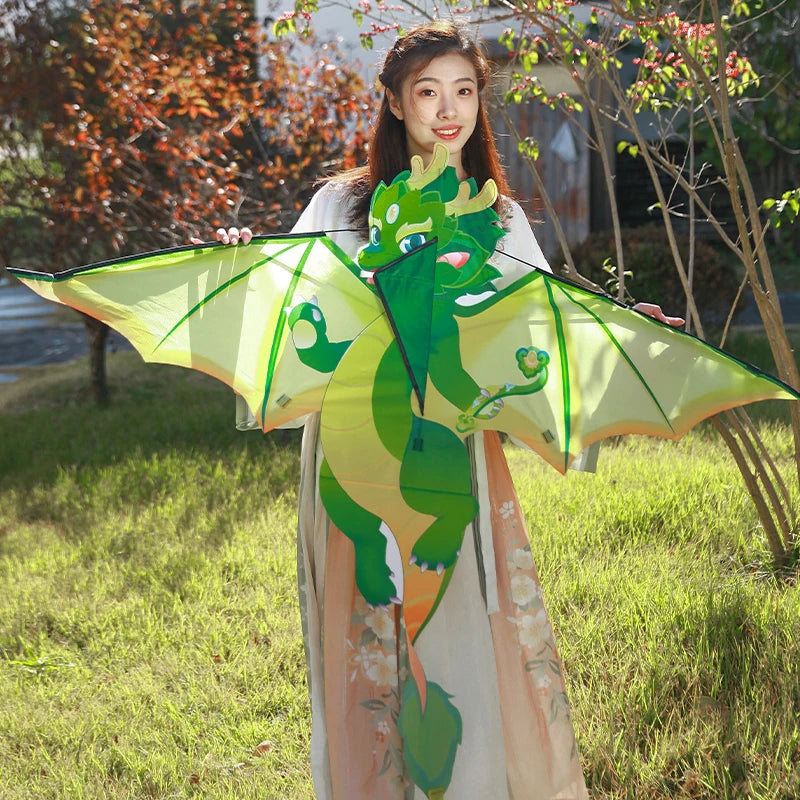 Yongjian Green Chinese Dragon Kite Upgraded Hot Cut Craft Cartoon Kite Suitable for Beginners With 50m kite string - Merit Sell