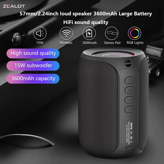 Zealot S32 Pro 15W Wireless Speakers, Featuring Wireless Connectivity,a 3600Mah Battery for 12 Hours of Loud Stereo Playtime. - Merit Sell