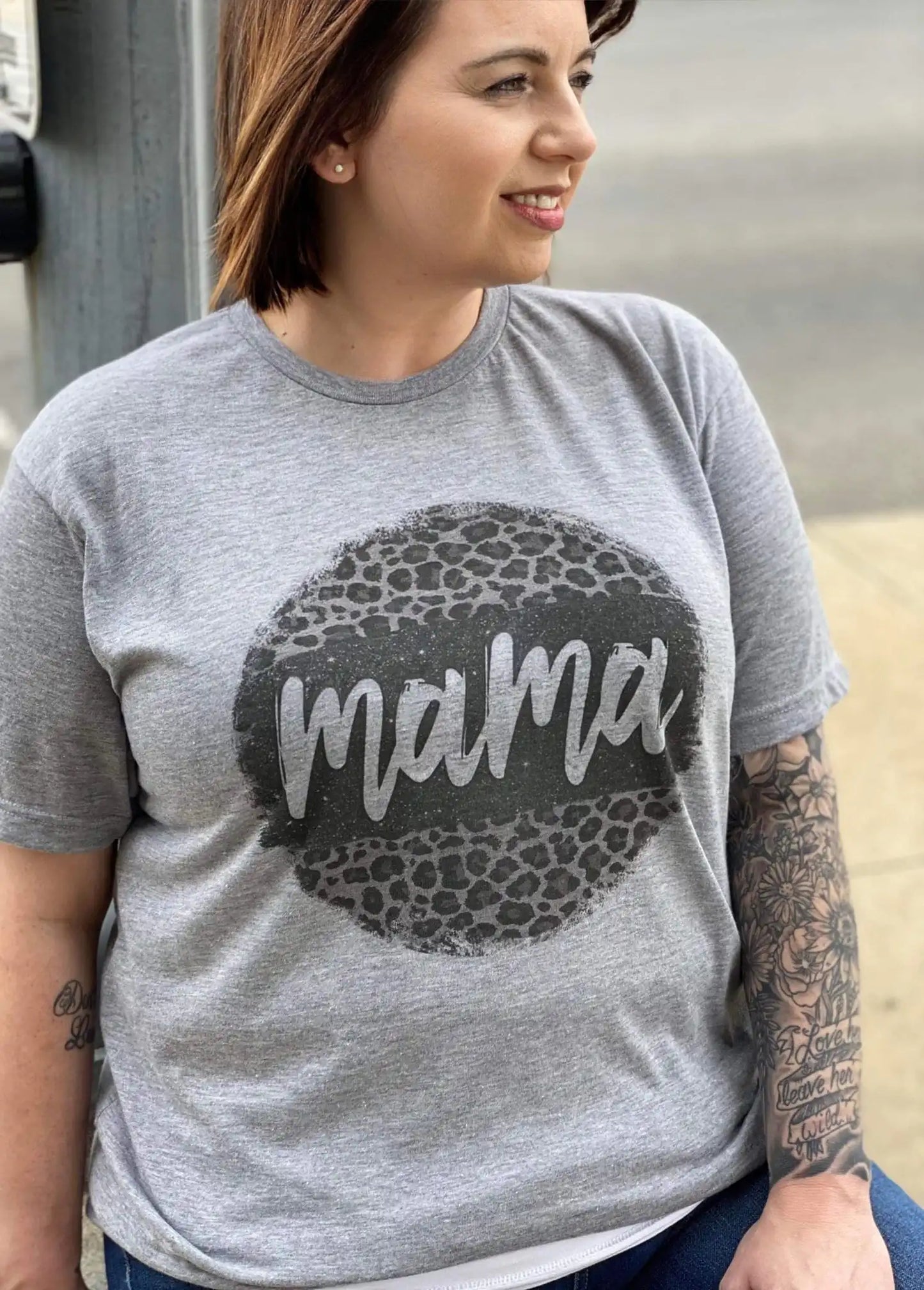 Black Leopard Circle Mama Tee - Stylish & Bold T-Shirt