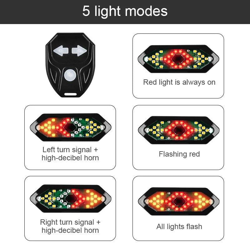 Bike Turn Signal Rear Light with Horn - Safety & Visibility