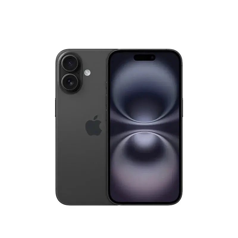 Black Apple iPhone 16 Plus unlocked with dual rear cameras and edge-to-edge display