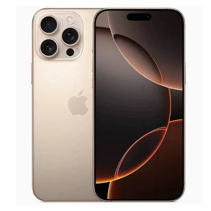 Apple iPhone 16 Pro Max 256GB unlocked in gold showing front display and triple camera back