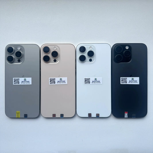 Apple iPhone 16 Pro Max 256GB unlocked in four colors shown from the back with triple camera setup