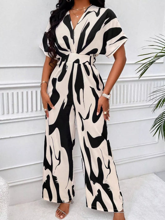 Abstract Print Wide-Leg Jumpsuit - Merit Sell