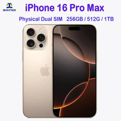 Buy iPhone 16 Pro Max 256GB online showing front and back view with triple camera and physical dual SIM