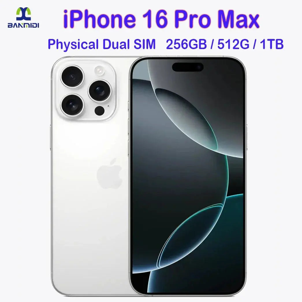 Buy iPhone 16 Pro Max 256GB online with physical dual SIM in white showing front and back views