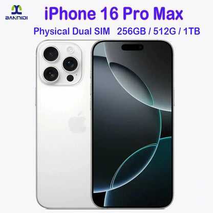 Buy iPhone 16 Pro Max 256GB online with physical dual SIM in white showing front and back views