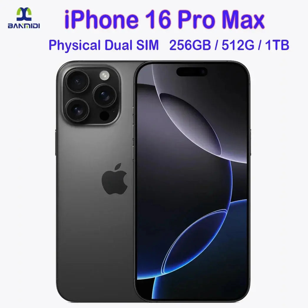 Buy iPhone 16 Pro Max 256GB online sleek black phone with triple camera and dual SIM