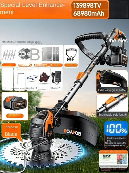 Merit Sell multi-functional brush cutter for home with extendable pole and wide grass baffle