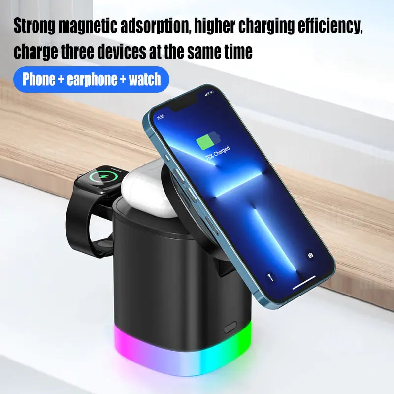 3-in-1 MagSafe Cube Charger Stand | Magnetic Wireless Charging Station