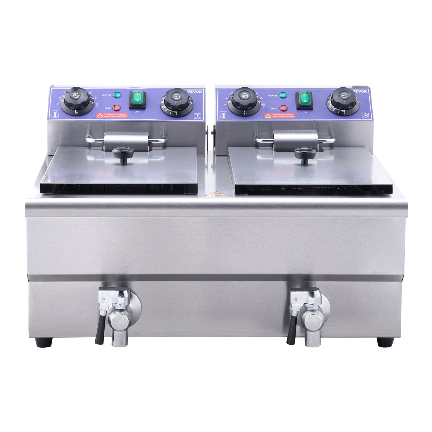 VEVOR  12L 5000W Electric Deep Fryer w/Dual Removable Tanks Commercial Countertop  Fryer for Chicken French Fries Frying Chips