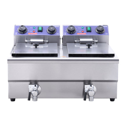 VEVOR  12L 5000W Electric Deep Fryer w/Dual Removable Tanks Commercial Countertop  Fryer for Chicken French Fries Frying Chips
