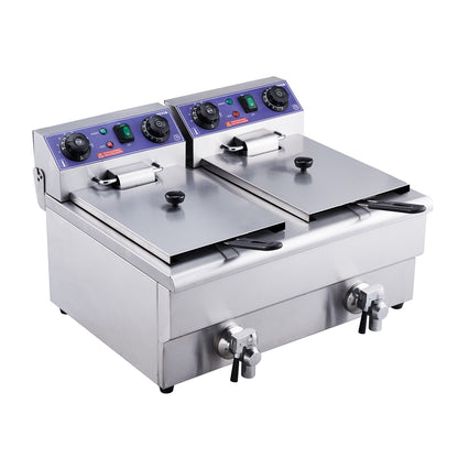 VEVOR  12L 5000W Electric Deep Fryer w/Dual Removable Tanks Commercial Countertop  Fryer for Chicken French Fries Frying Chips