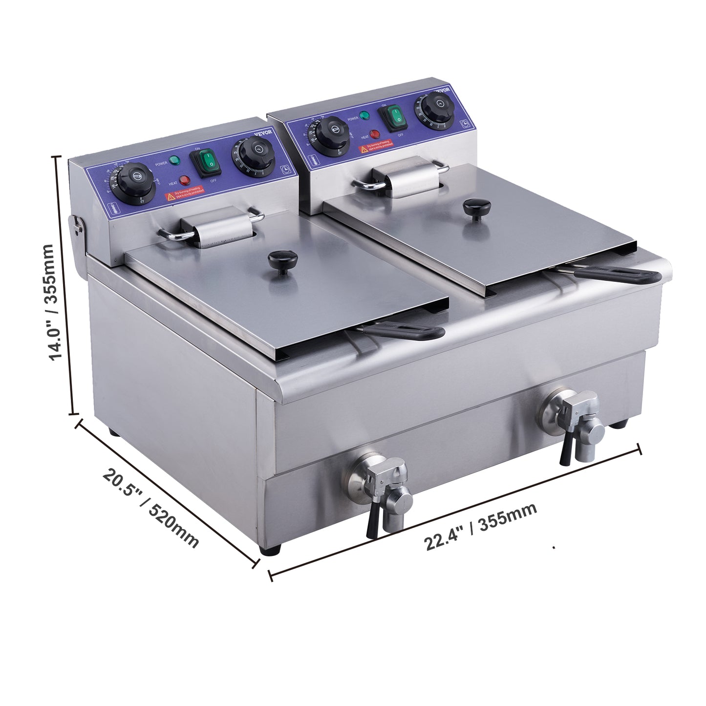VEVOR  12L 5000W Electric Deep Fryer w/Dual Removable Tanks Commercial Countertop  Fryer for Chicken French Fries Frying Chips