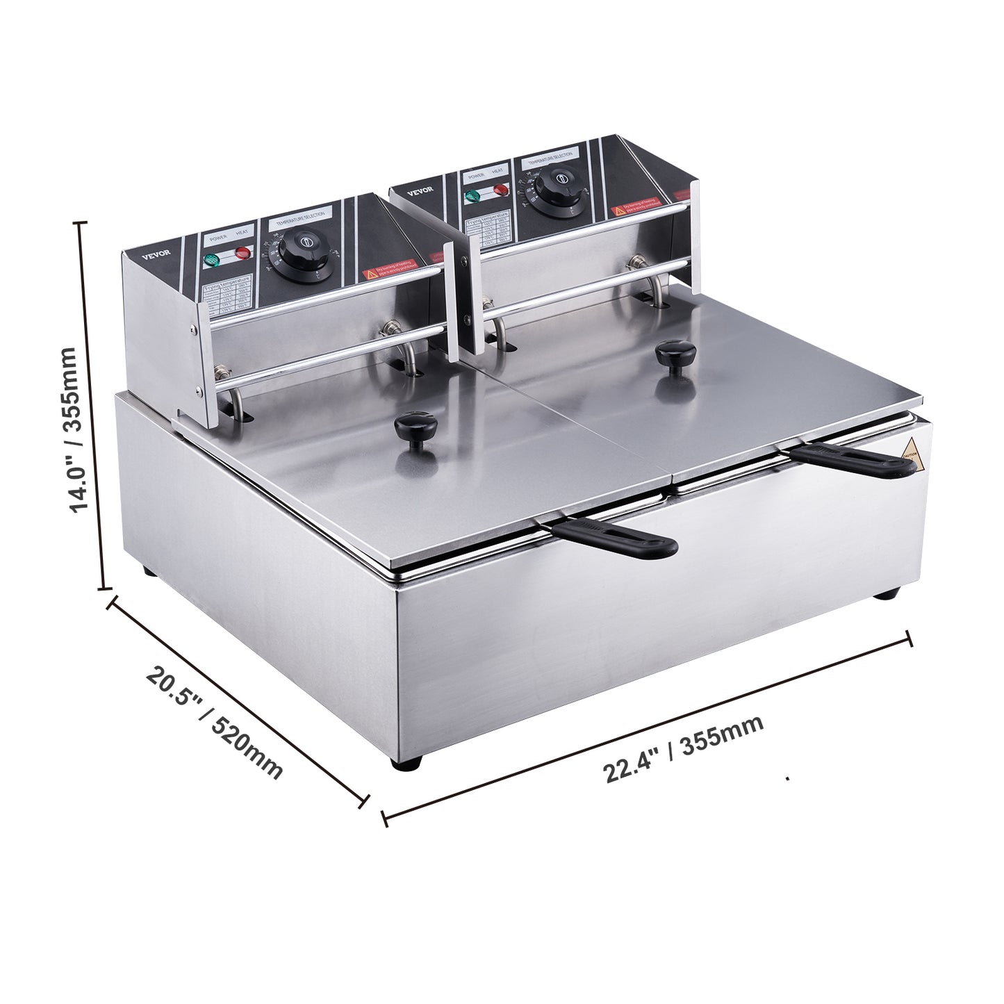 VEVOR  12L 5000W Electric Deep Fryer w/Dual Removable Tanks Commercial Countertop  Fryer for Chicken French Fries Frying Chips