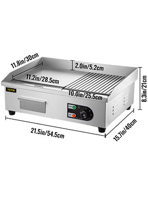 SucceBuy 14"-22" Electric Countertop Griddle Teppanyaki Grill 1600W/3200W Stainless Steel Flat Top Grills for Pancake Chicken - Merit Sell