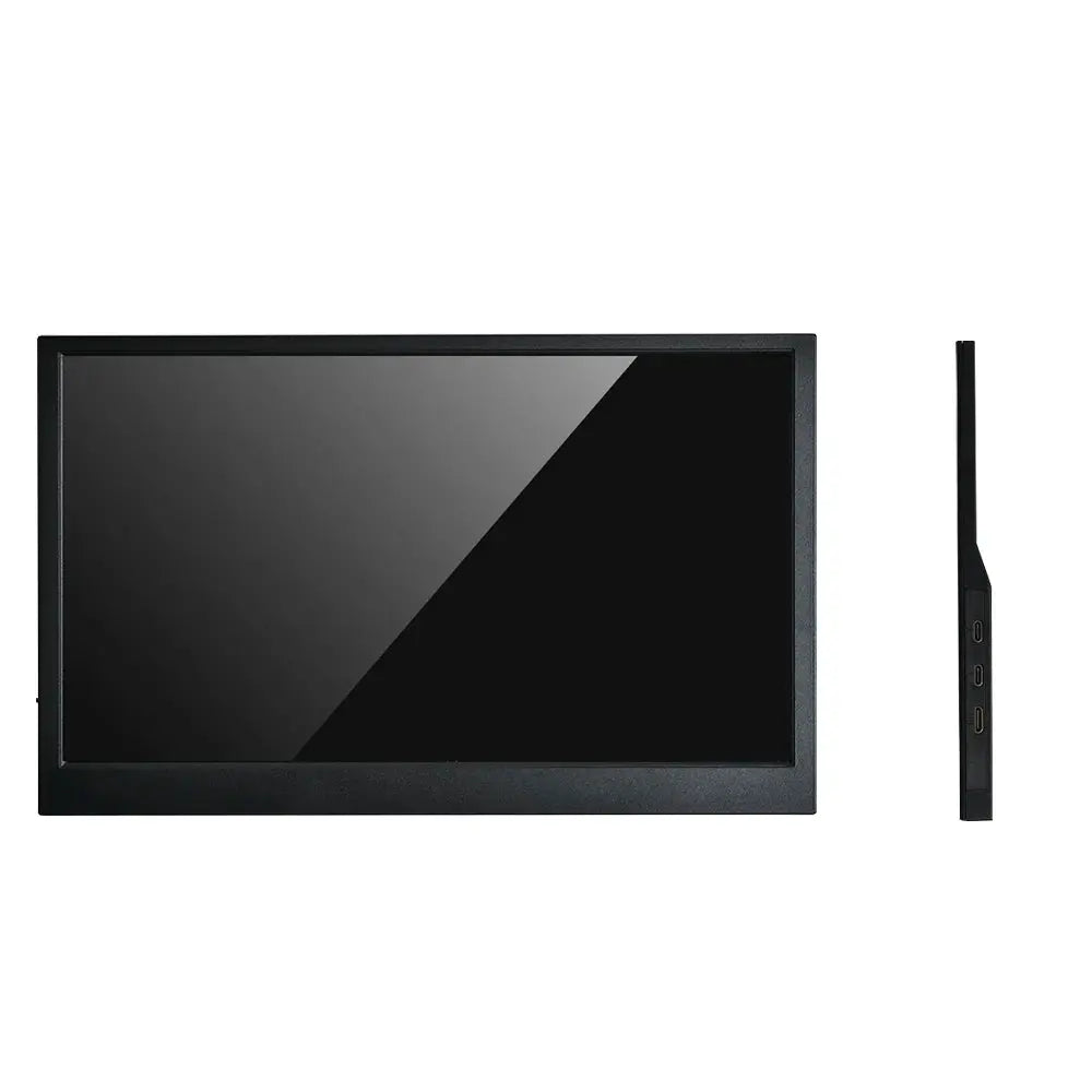 black computer monitor gaming front and side view sleek design