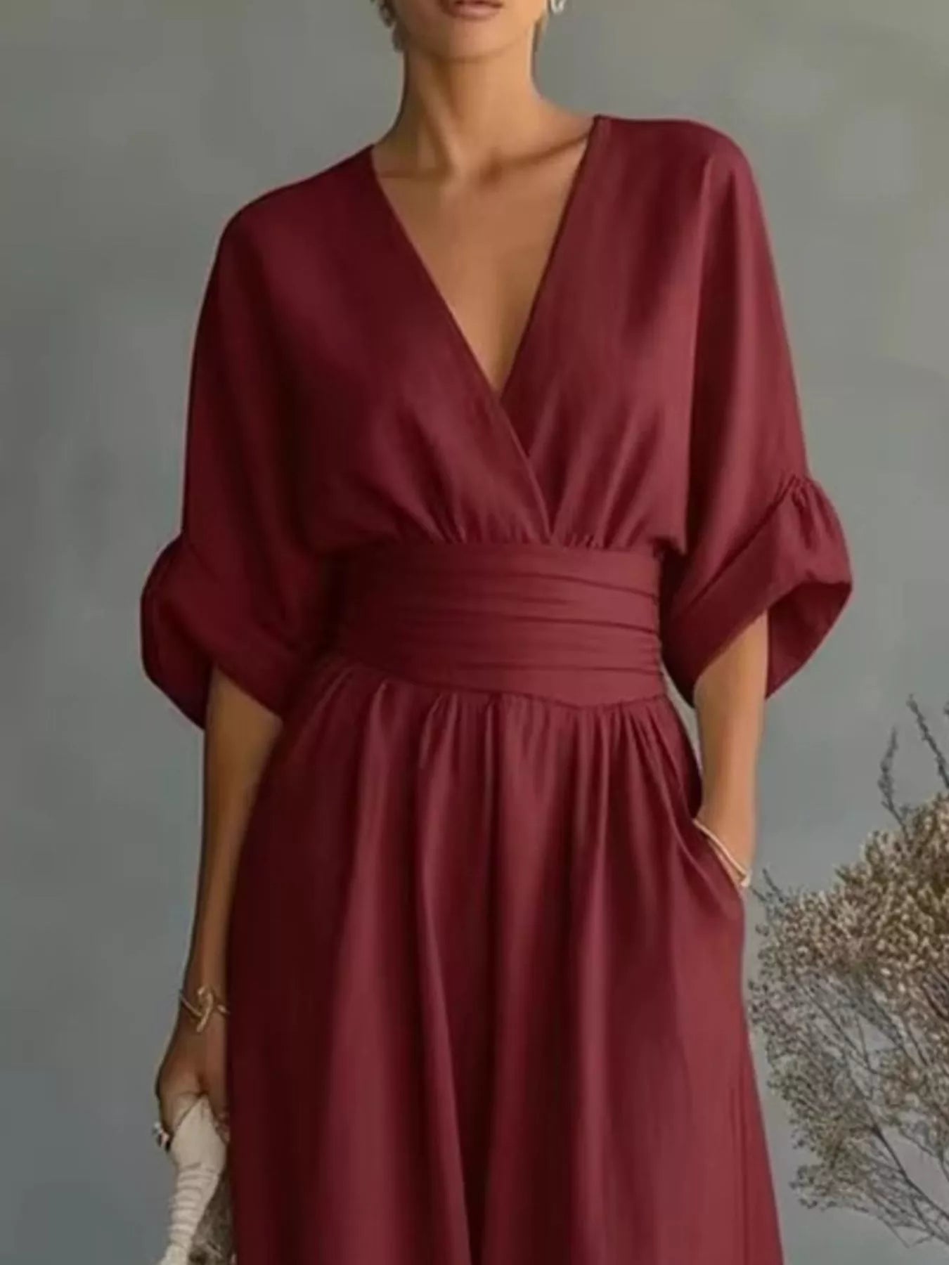 Full Size Half Sleeve Wide Leg Jumpsuit Plus Size - Merit Sell
