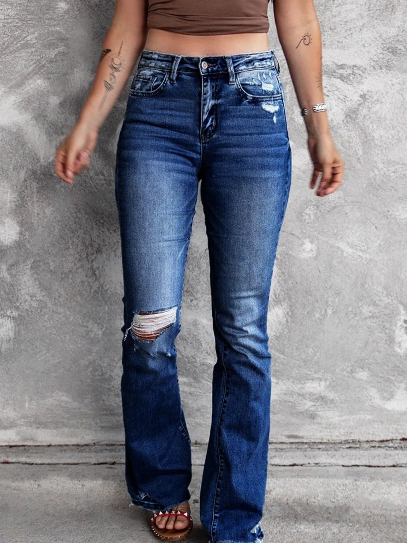 Distressed Flare Jeans - Merit Sell