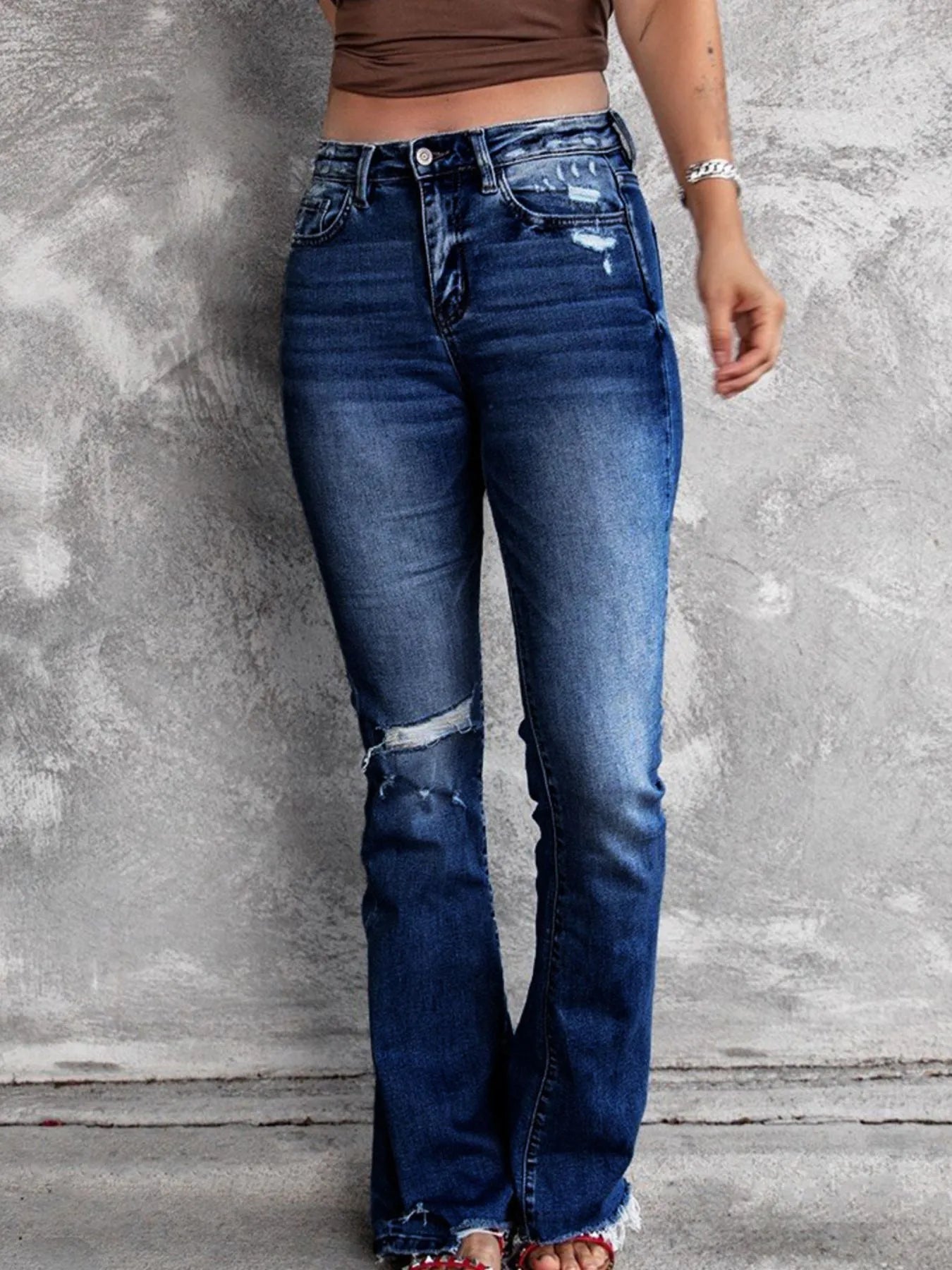 Distressed Flare Jeans - Merit Sell