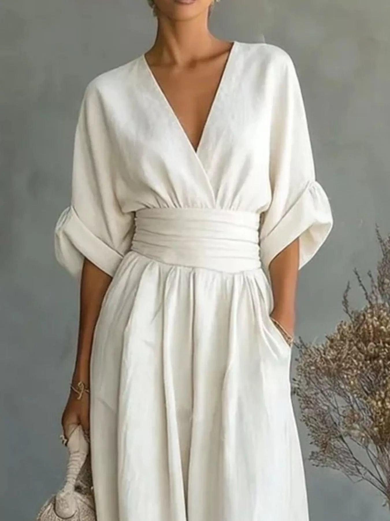 Full Size Half Sleeve Wide Leg Jumpsuit Plus Size - Merit Sell