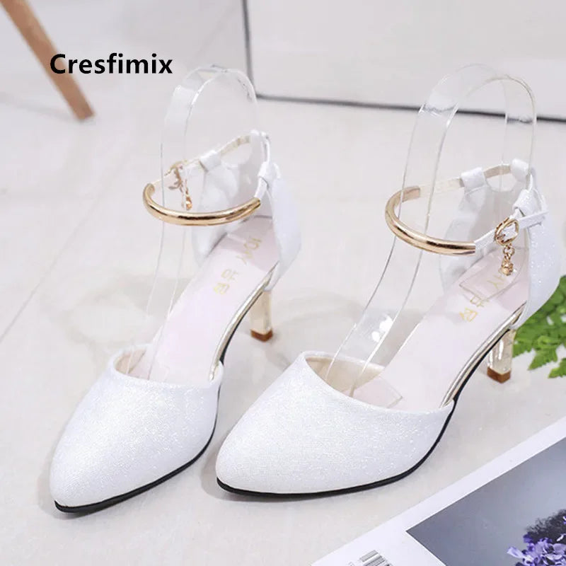 elegant fashion sweet white pu leather stiletto heel shoes for office career women casual street comfort spring summer pump ba38 - Merit Sell