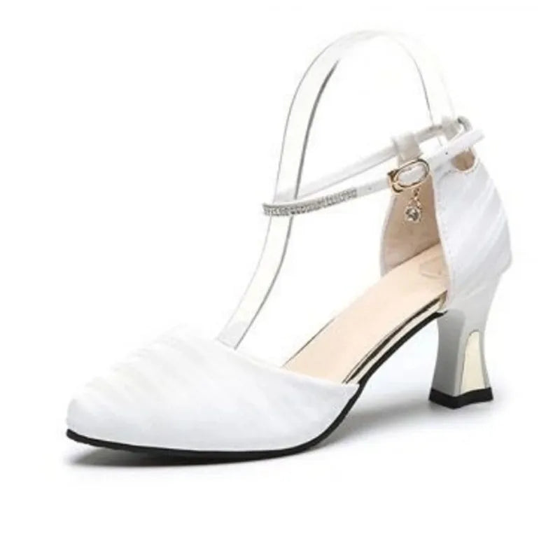 elegant fashion sweet white pu leather stiletto heel shoes for office career women casual street comfort spring summer pump ba38 - Merit Sell