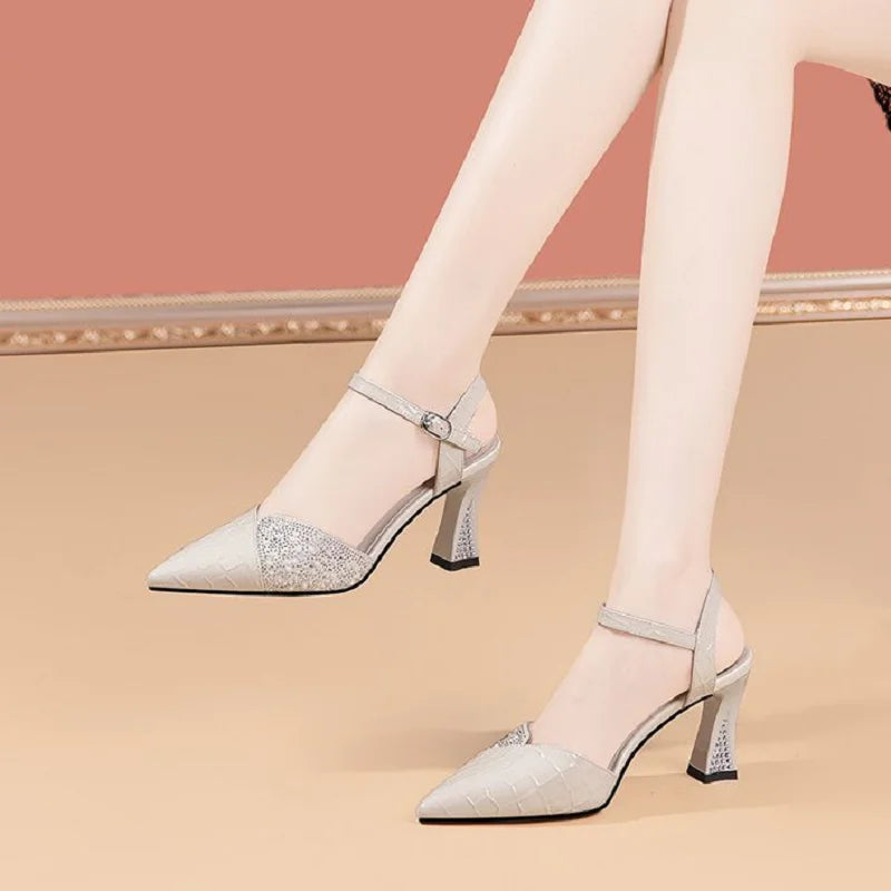 elegant fashion sweet white pu leather stiletto heel shoes for office career women casual street comfort spring summer pump ba38 - Merit Sell