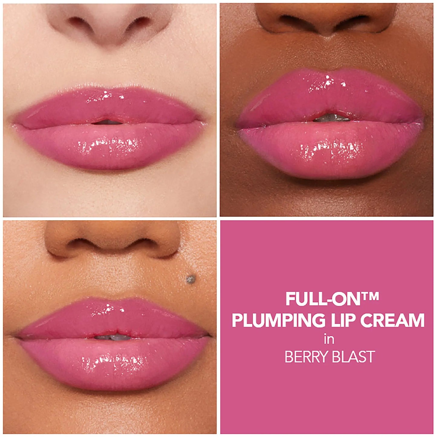 BUXOM Full-On Plumping Lip Cream, Lip Plumper Gloss, Enhancing Tinted Lip Plumper, Moisturizing Lip Gloss with Peptides and Vitamin E, Cruelty Free Berry Blast