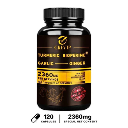 Merit Sell immune support turmeric garlic supplement bottle with 120 capsules and 2360mg per serving