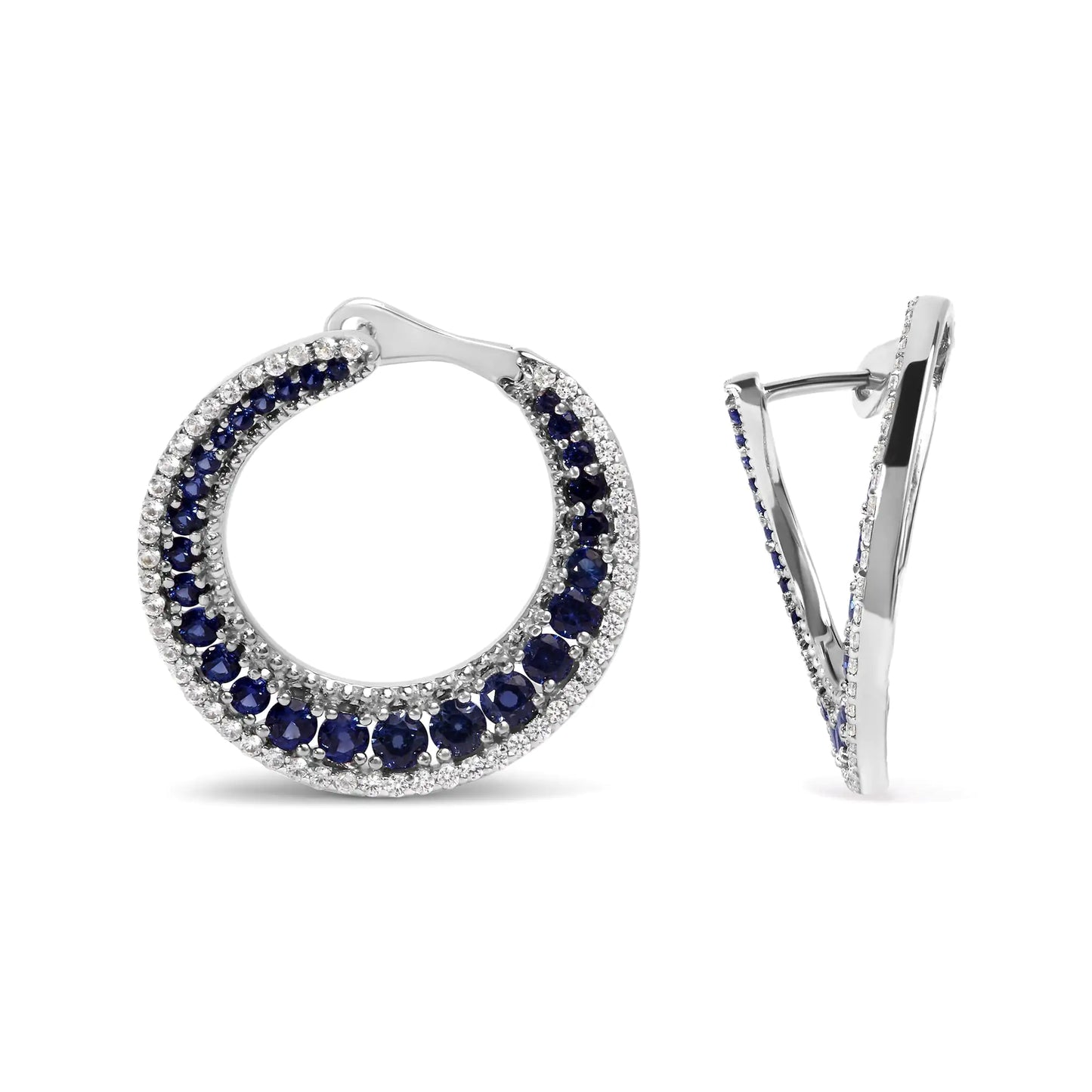 Blue Sapphire Crescent Moon Hoop Earrings | Exclusive