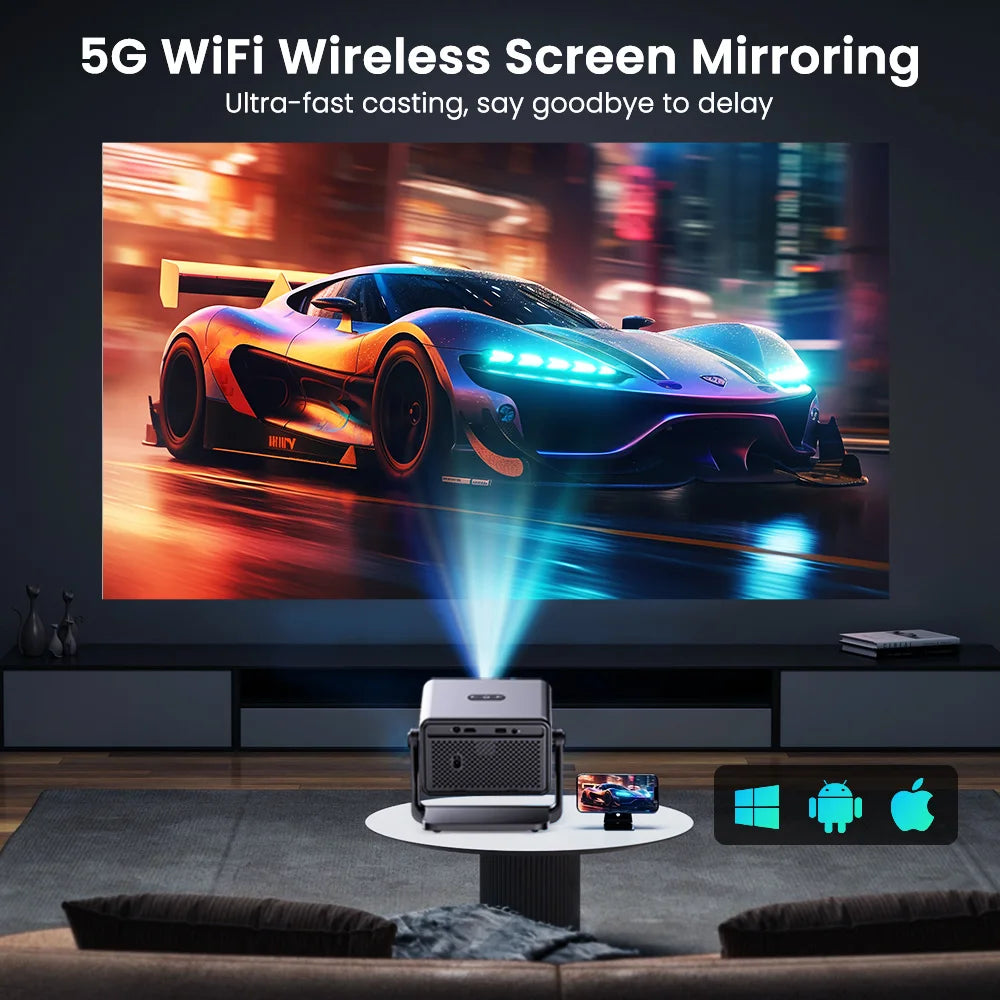 iSinbox 1080P Smart Projector 680ANSI Android 13 WiFi6 BT5.3 Portable Outdoor Home Video Beam Projector HDMI Auto Keystone - Merit Sell