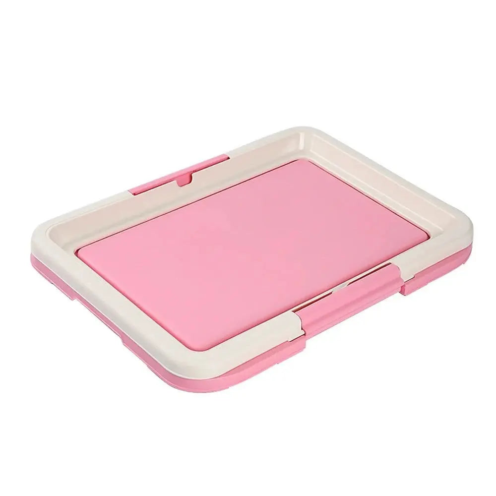 Merit Sell pink and white indoor potty for small dogs with removable tray for easy cleaning