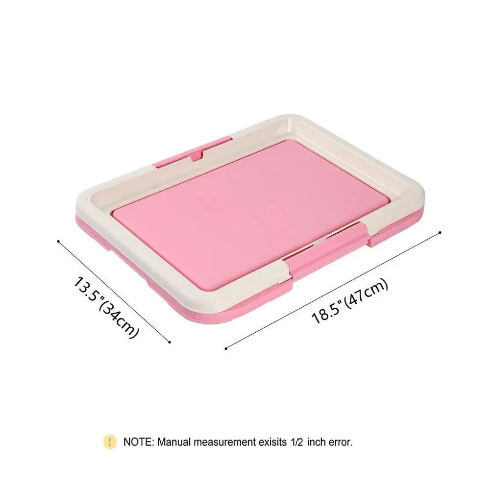 Merit Sell pink and white indoor potty for small dogs measuring 18.5 by 13.5 inches