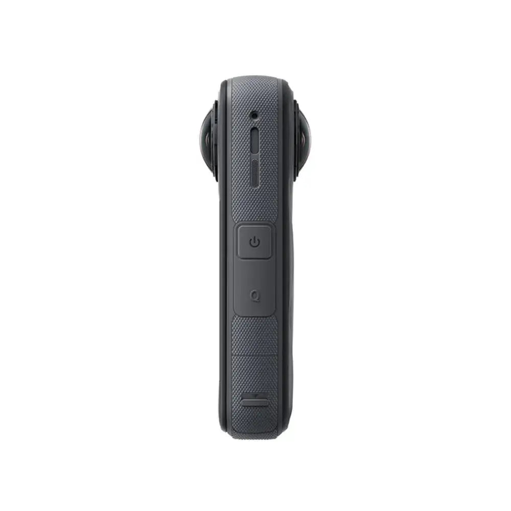 Side view of Merit Sell Insta360 X5 8K action camera showing control buttons and textured grip
