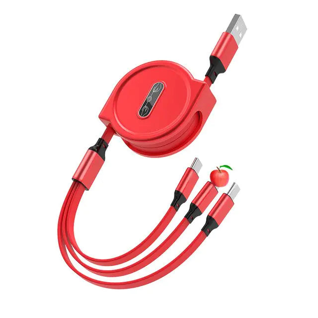 3-in-1 USB Extendable Data Cable | Fast Charging & Sync for All Devices