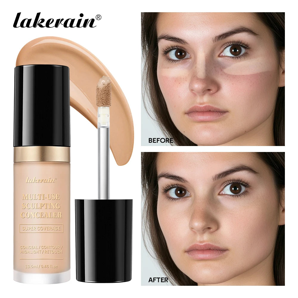 lakerain 5 color multipurpose concealer natural finish brighten skin tone cover dark circles concealer liquid - Merit Sell