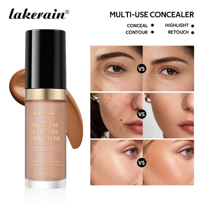 lakerain 5 color multipurpose concealer natural finish brighten skin tone cover dark circles concealer liquid - Merit Sell