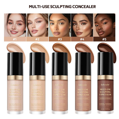 lakerain 5 color multipurpose concealer natural finish brighten skin tone cover dark circles concealer liquid - Merit Sell