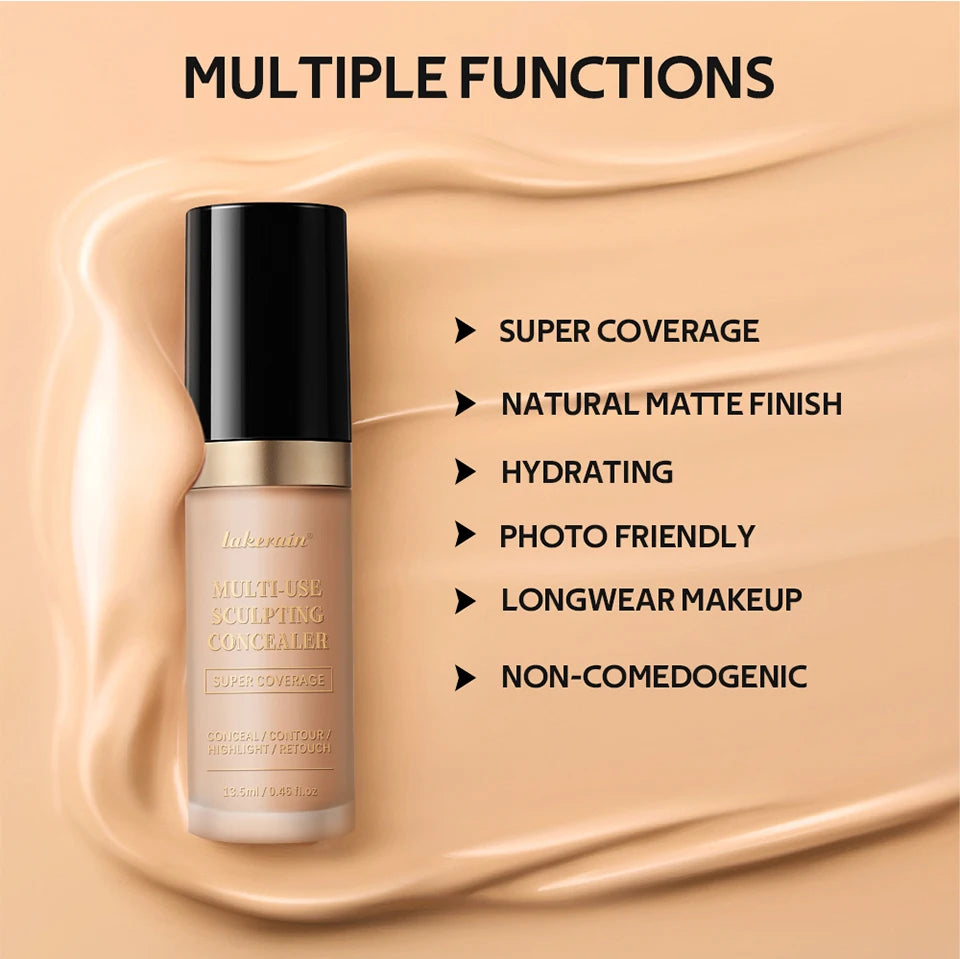 lakerain 5 color multipurpose concealer natural finish brighten skin tone cover dark circles concealer liquid - Merit Sell