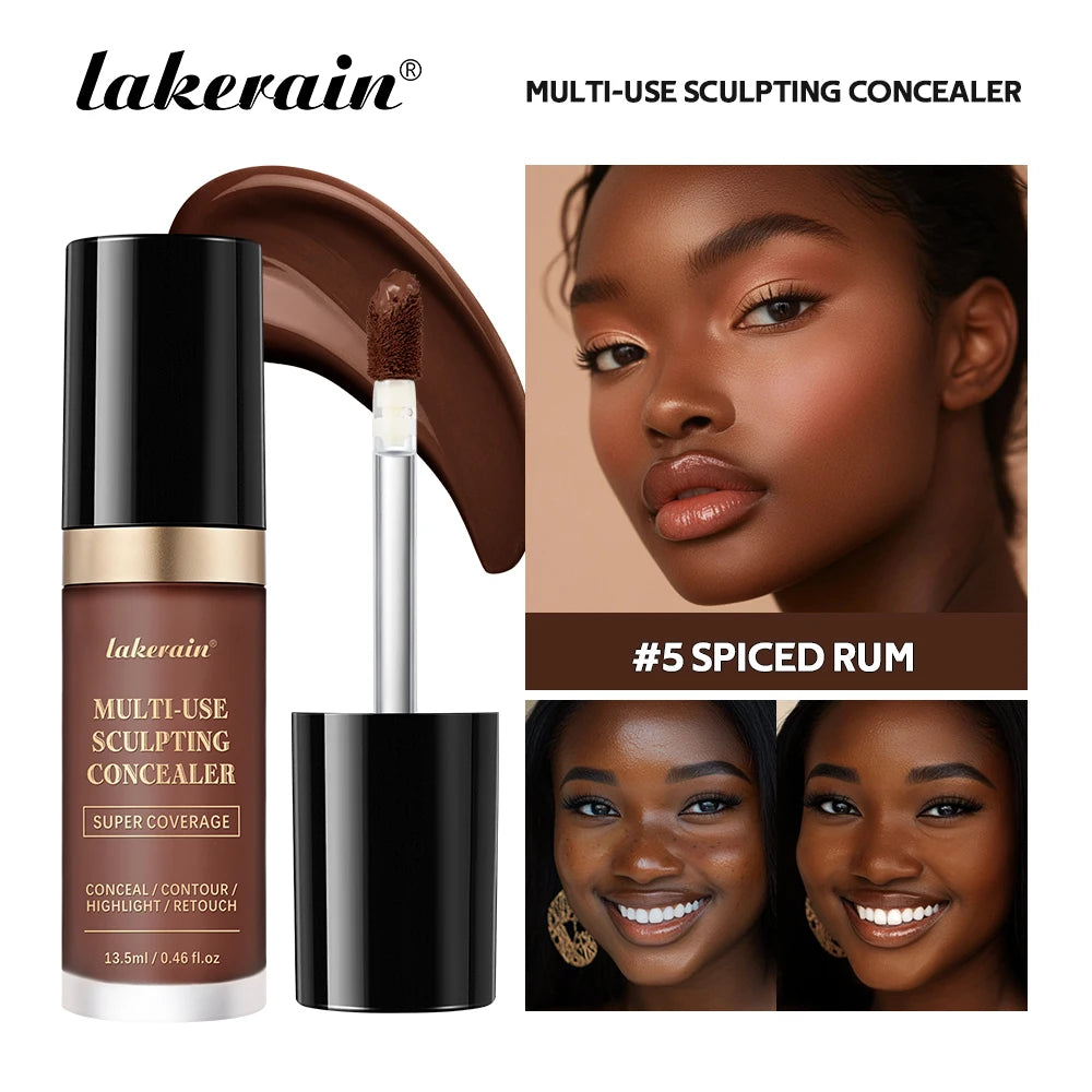 lakerain 5 color multipurpose concealer natural finish brighten skin tone cover dark circles concealer liquid - Merit Sell