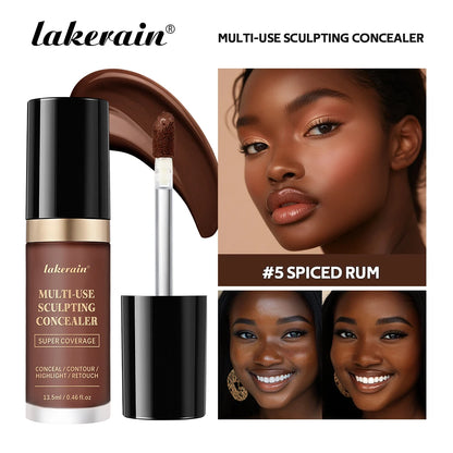 lakerain 5 color multipurpose concealer natural finish brighten skin tone cover dark circles concealer liquid - Merit Sell