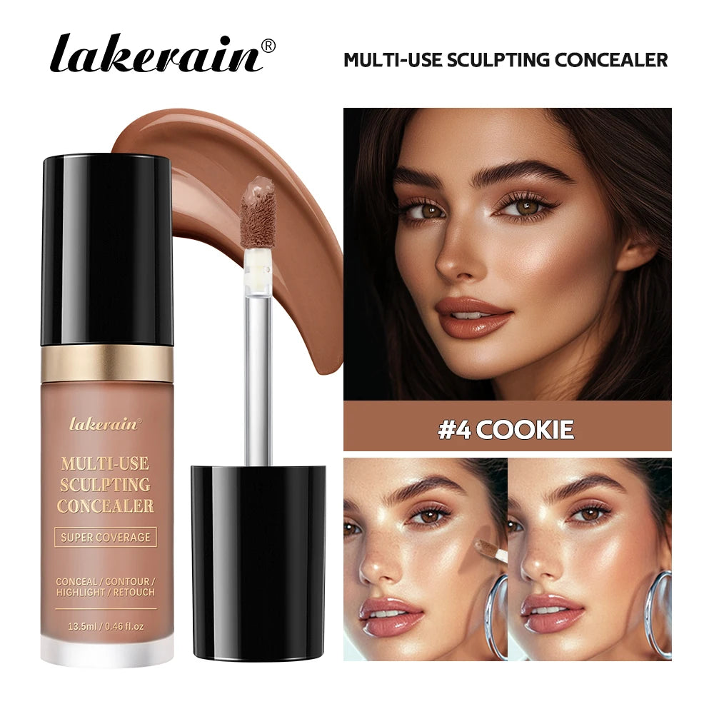 lakerain 5 color multipurpose concealer natural finish brighten skin tone cover dark circles concealer liquid - Merit Sell