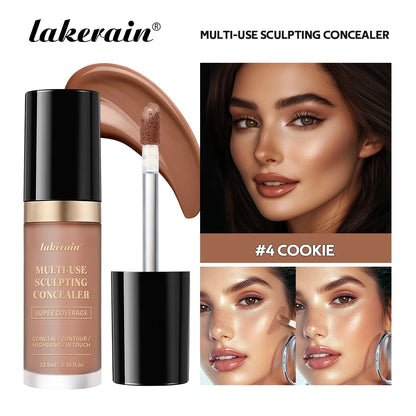 lakerain 5 color multipurpose concealer natural finish brighten skin tone cover dark circles concealer liquid - Merit Sell