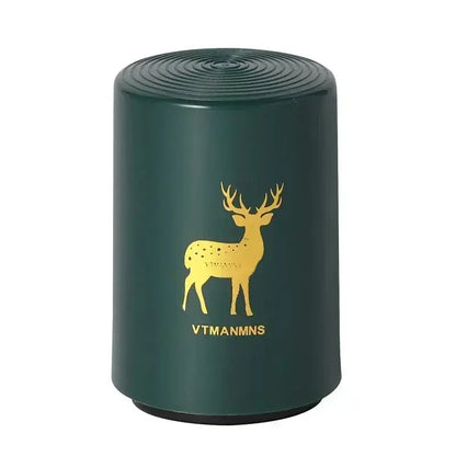 Merit Sell green magnetic automatic bottle opener with gold deer design and compact cylindrical shape