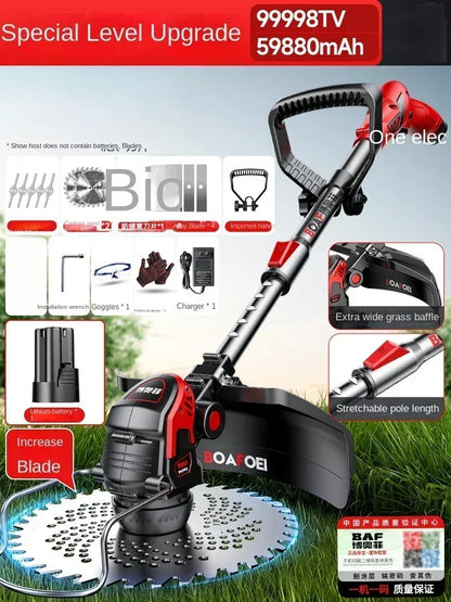 Multi-functional brush cutter for home with adjustable pole and powerful 59880mAh battery for easy lawn care